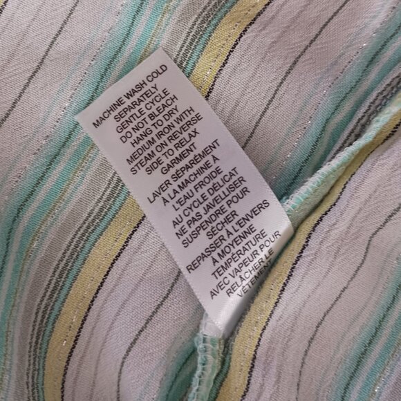 NWT Northern Reflections Womens White Size Large Short Sleeve Blouse Striped - Picture 7 of 8